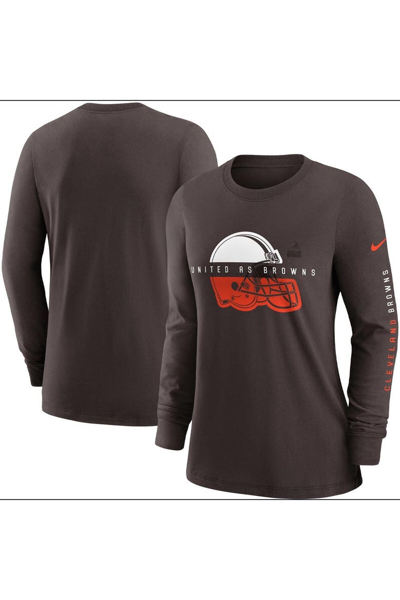Women's Nike Brown Cleveland Browns Prime Split Long Sleeve T-Shirt, Main, color, Brown