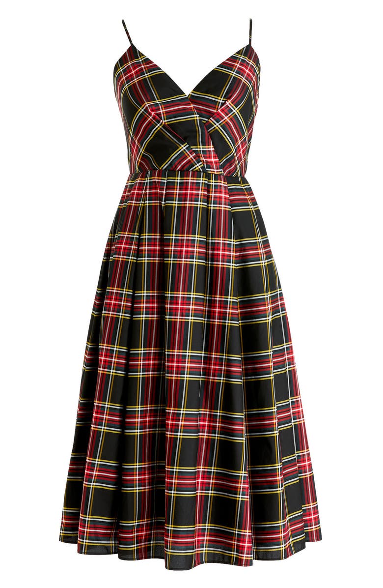J.Crew Spaghetti Strap Stewart Plaid A-Line Dress, Alternate, color,