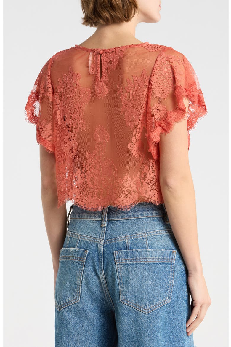 Lunar Ash Lace Crop Top, Alternate, color, CORAL