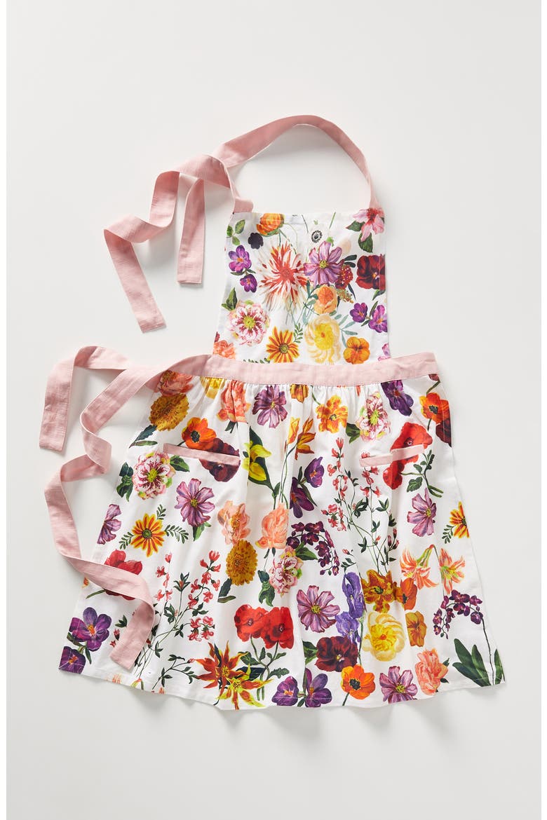 Anthropologie x Nathalie Lete Floral Cotton Apron, Main, color, ORANGE MULTI