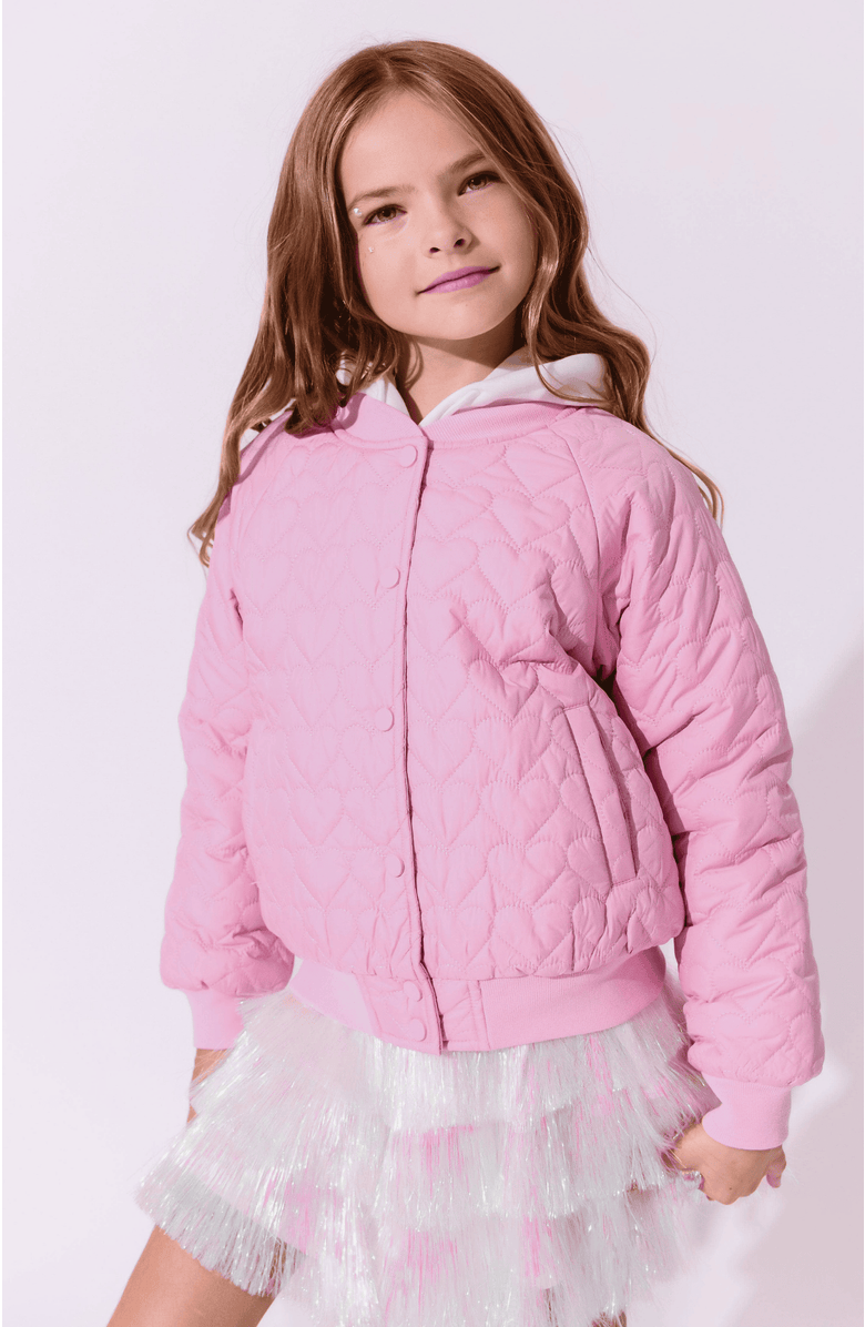 Lola + The Boys I Love You Puffer, Alternate, color, Pink