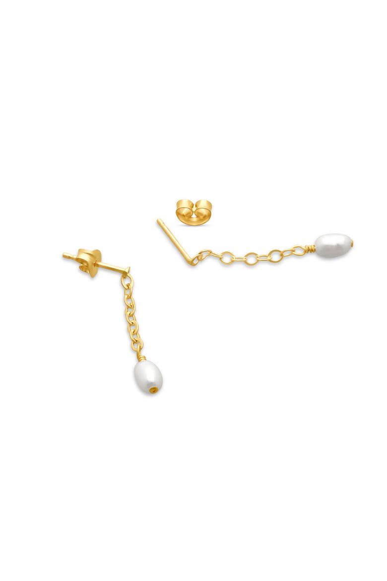 Lila Short Pearl Drop Earrings, Alternate, color, Gold