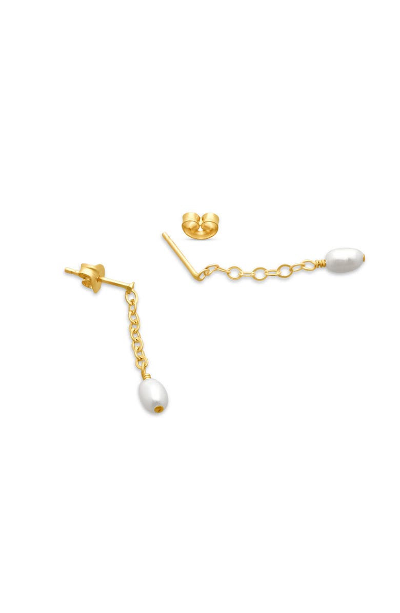 ABLE Lila Short Pearl Drop Earrings, Alternate, color, Gold