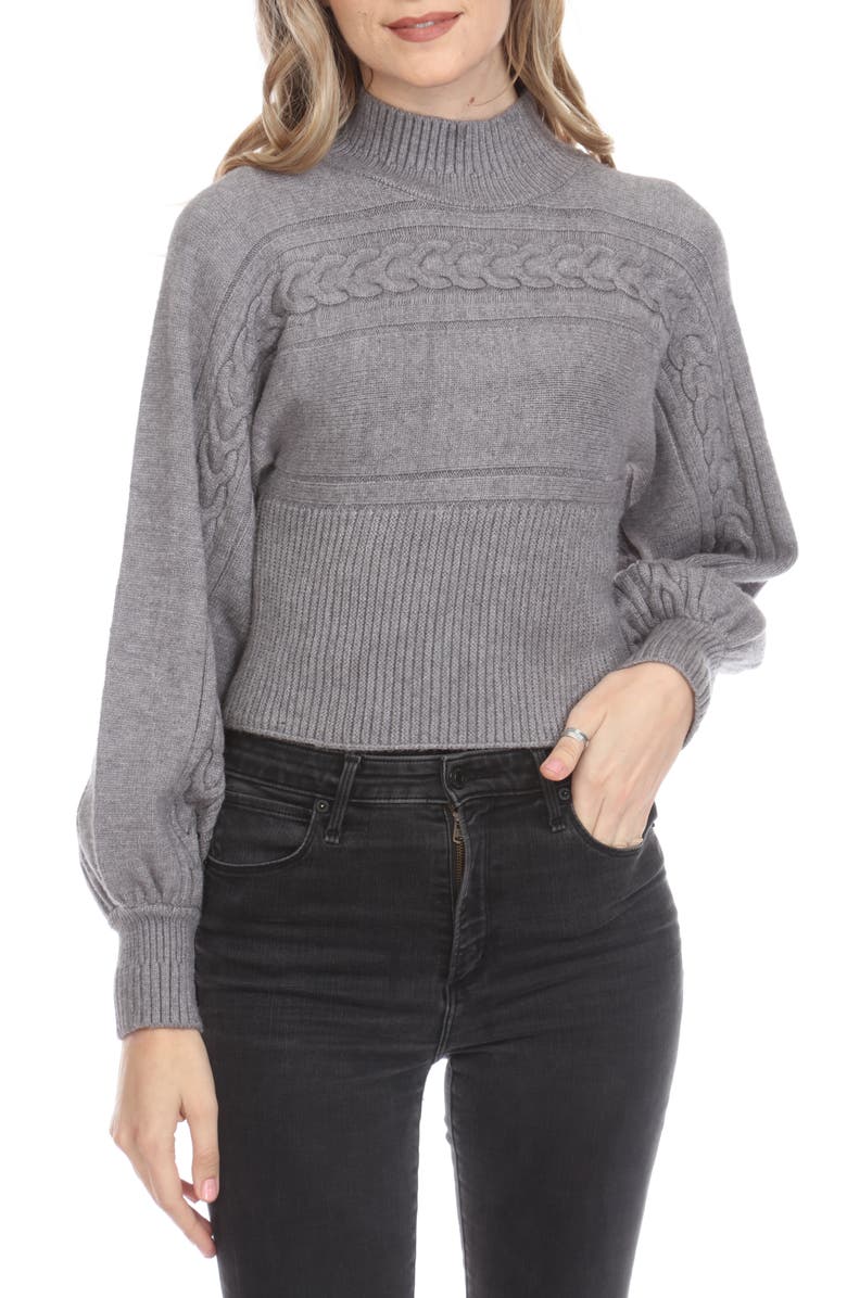 RAIN AND ROSE Mock Neck Rib Sweater, Main, color, 