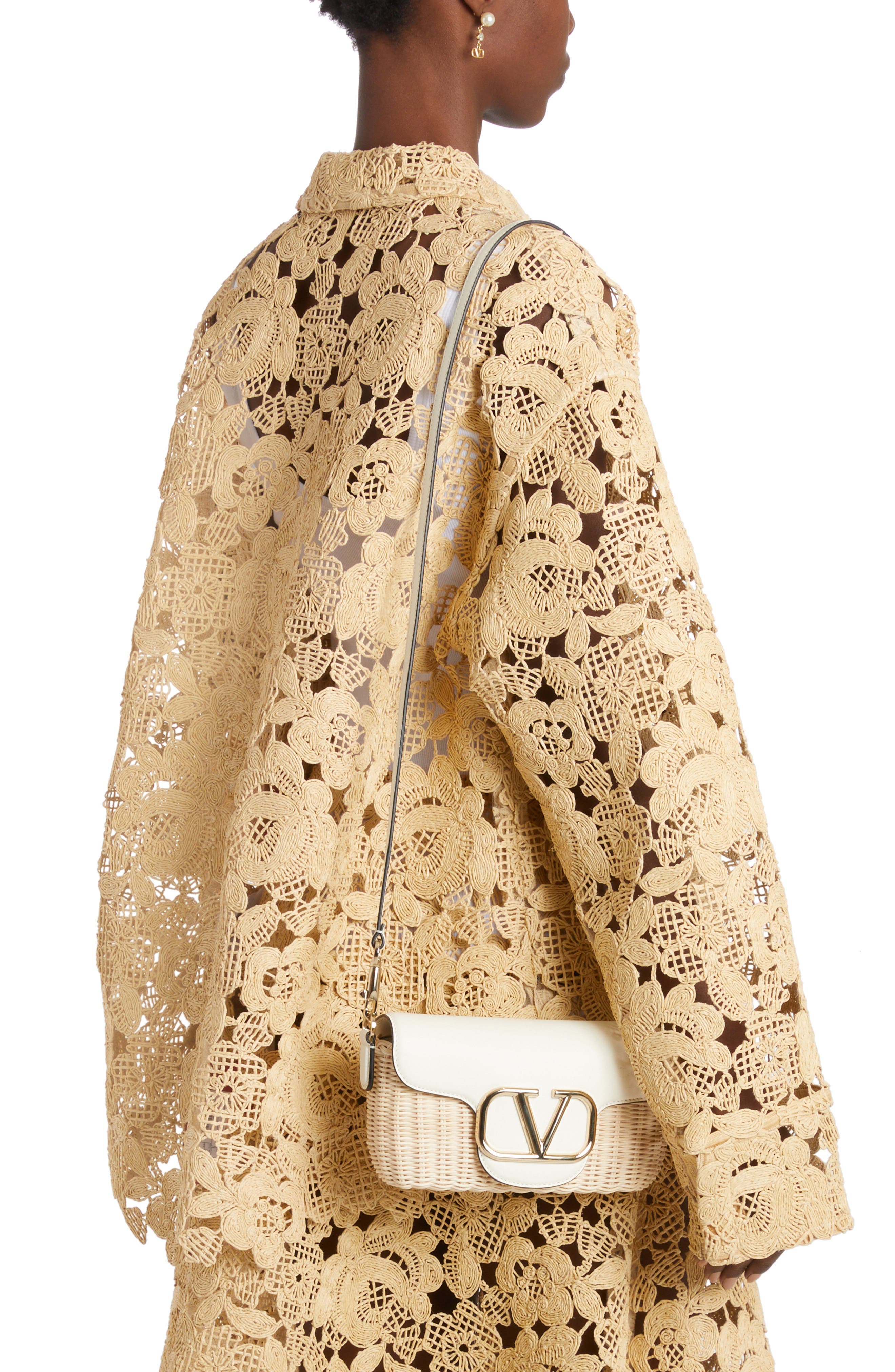 Locò Woven Wicker & Leather Shoulder Bag, Alternate, color, YT3 NATURALE/ IVORY
