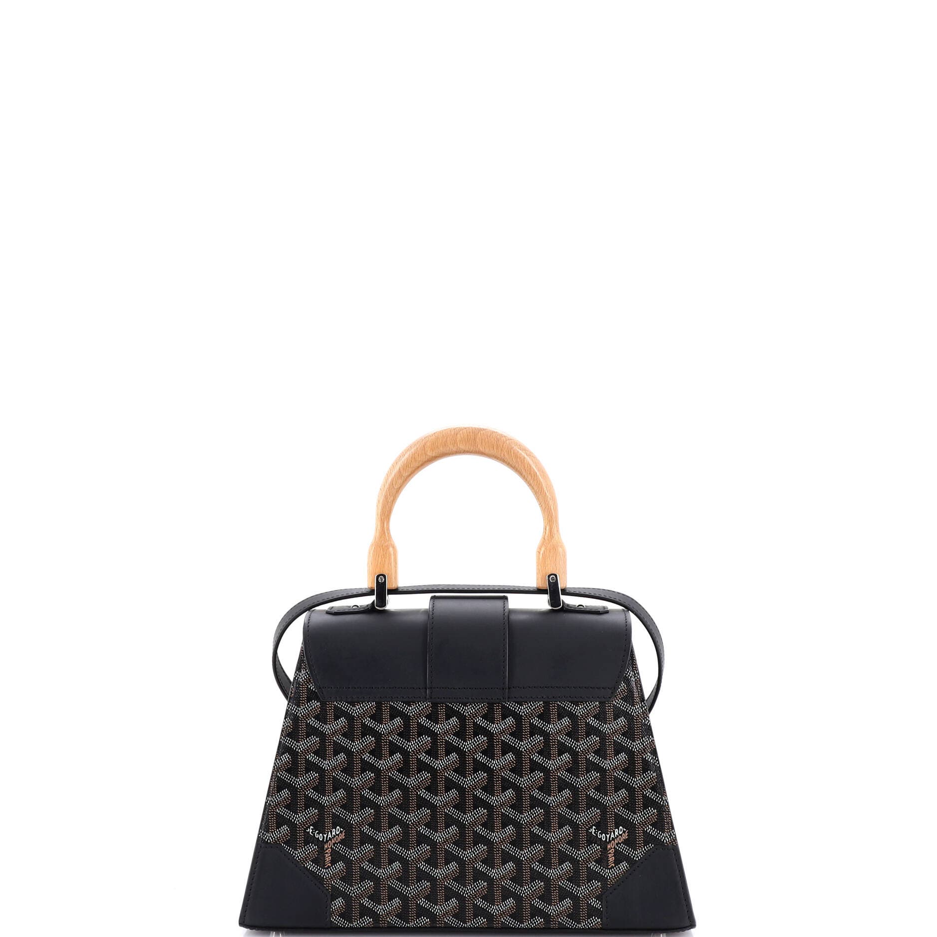 Pre-Owned Goyard Saigon Top Handle Bag Coated Canvas with Leather PM, Alternate, color, Black