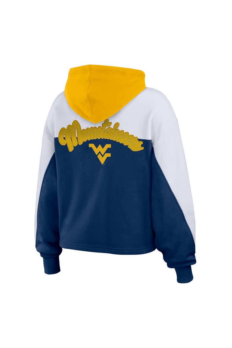 Women's WEAR by Erin Andrews Navy West Virginia Mountaineers Color-Block Full-Zip Hoodie, Alternate, color, Navy