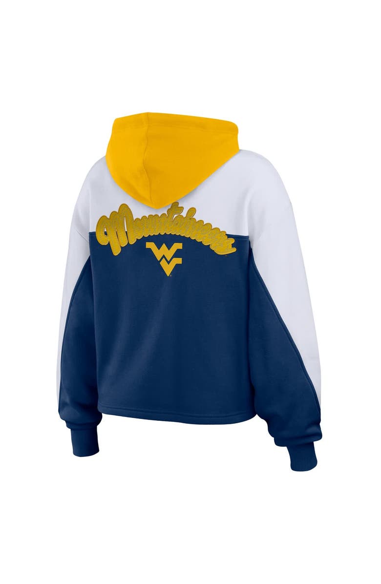 WEAR by Erin Andrews Women
s WEAR by Erin Andrews Navy West Virginia Mountaineers Color-Block Full-Zip Hoodie, Alternate, color, Navy