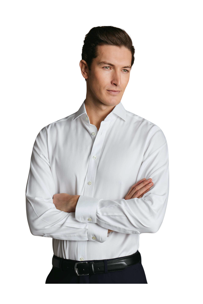 Cutaway Collar Non-Iron Herringbone Shirt, Main, color, White