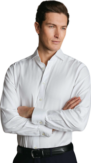 Charles Tyrwhitt Cutaway Collar Non-Iron Herringbone Shirt