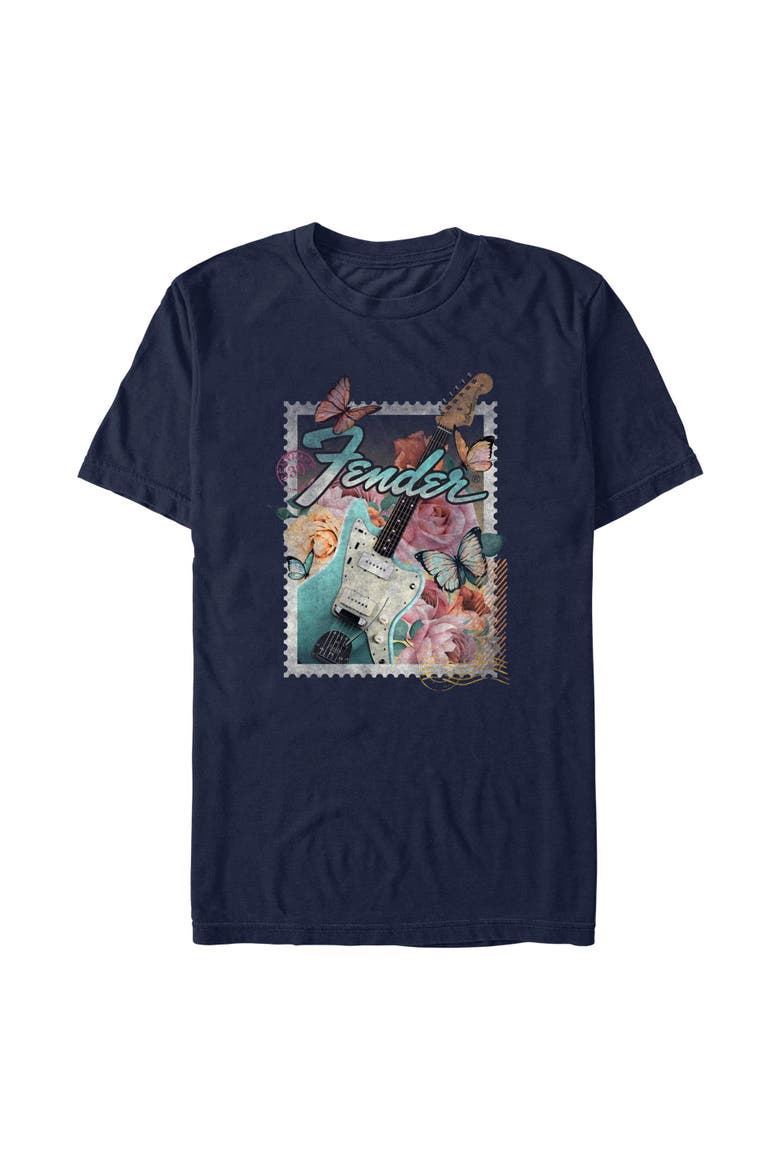 Men's Fender Stamp Electric Guitar Graphic T-Shirt, Main, color, Navy Blue