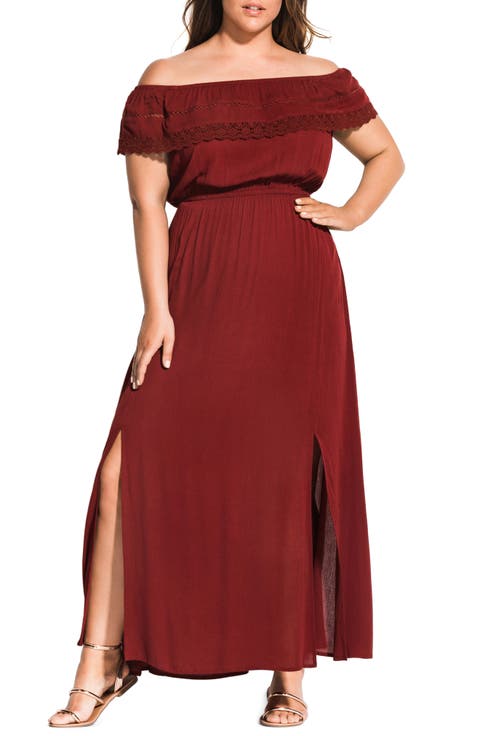 Tropicana Off the Shoulder Maxi Dress (Plus Size)
