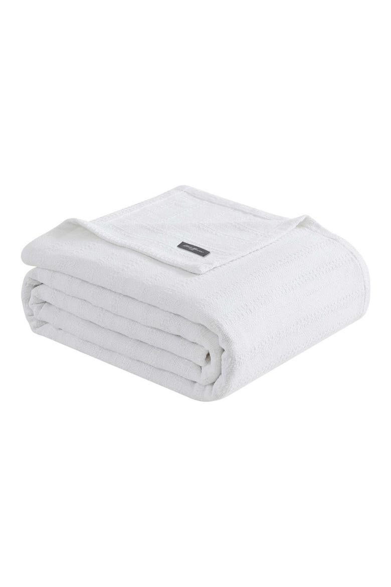 Variegated Weave Stripe Cotton Blanket, Main, color, WHITE