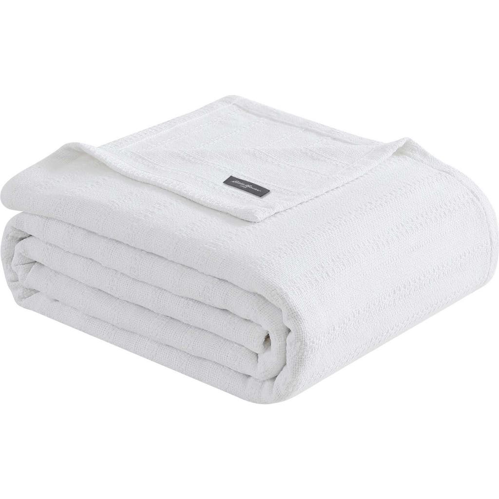 Eddie Bauer Variegated Weave Stripe Cotton Blanket In White