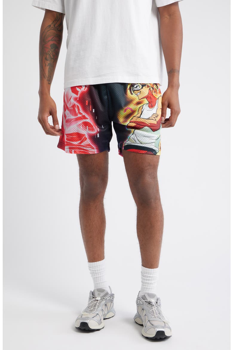 Anime Rival Mesh Basketball Shorts, Main, color, BLACK