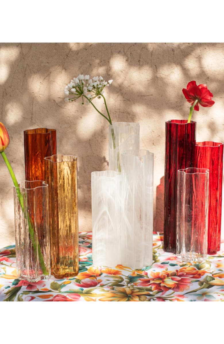 VIETRI Flora Triple Glass Vase, Alternate, color, White