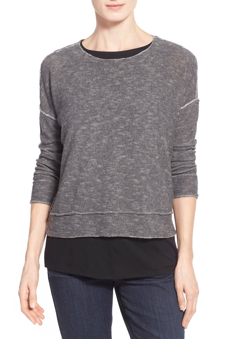Round Neck Knit Boxy Top, Main, color, ASH