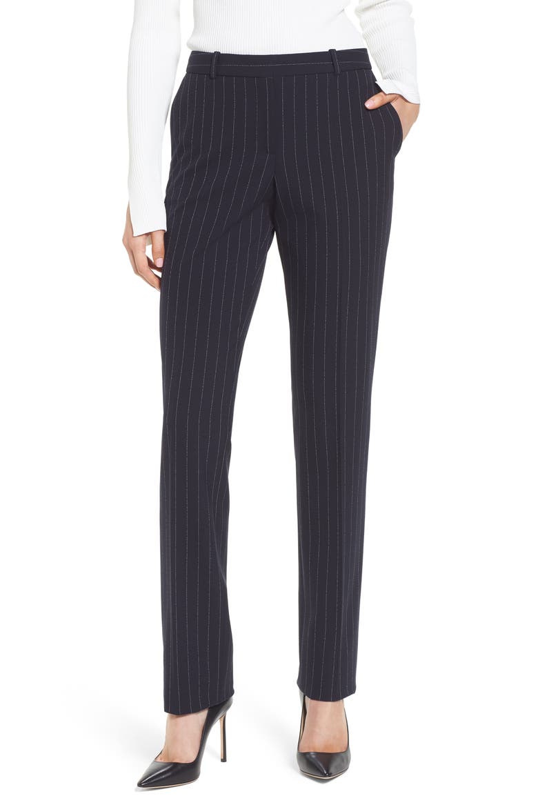Titana Pinstripe Suit Trousers, Main, color, NAVY FANTASY