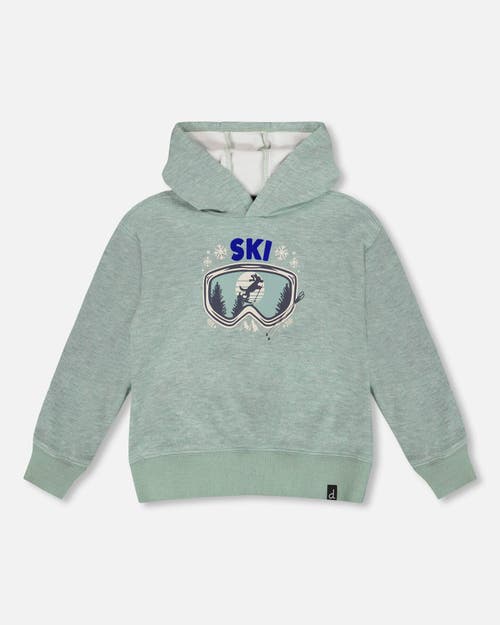 Deux Par Deux Babies'  Super Soft Hooded Brushed Jersey Sweatshirt With Graphic In Green