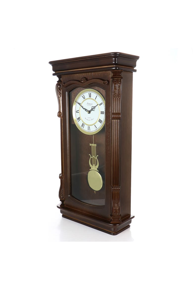 Rectangular Chiming Pendulum Wall Clock, Alternate, color, Chestnut