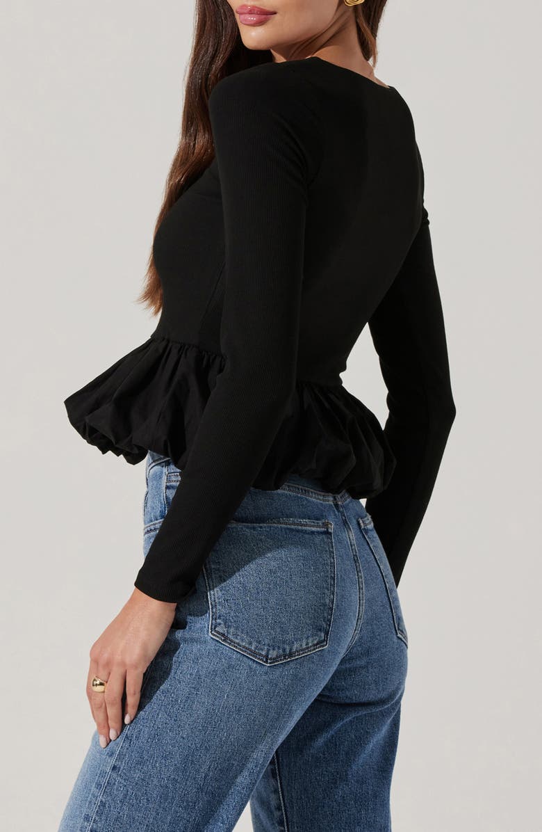 ASTR the Label Bubble Peplum Top, Alternate, color, Black