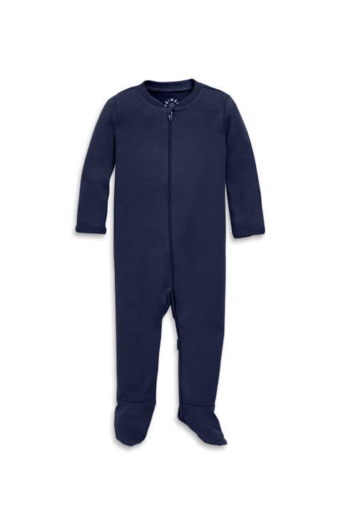 Baby Organic Zip Footie In Solid