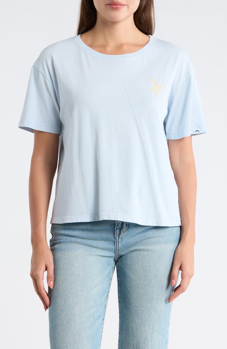 C & C California Toni Boxy Cotton Crop Tee, Main, color, Skyway Lemons