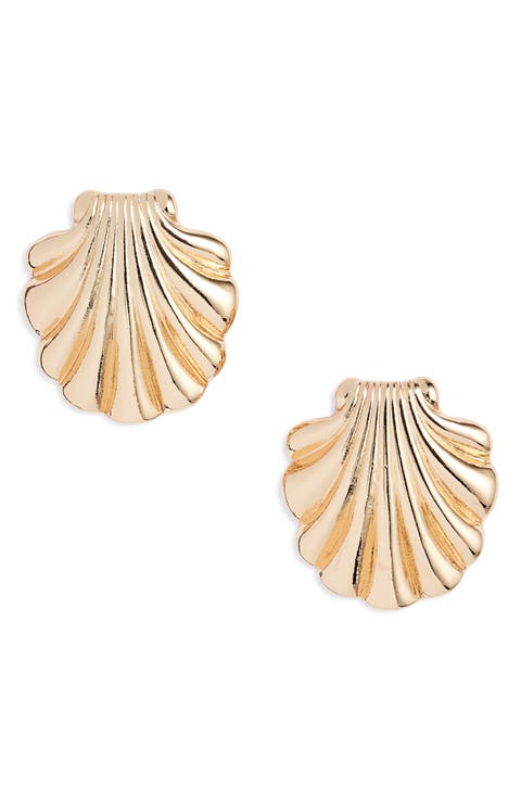 Scallop Shell Stud Earrings