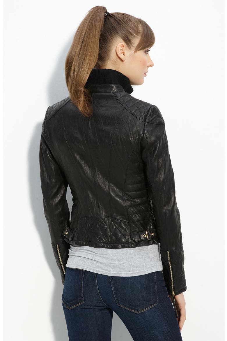 Quilted Lambskin Leather Jacket, Alternate, color, BLACK