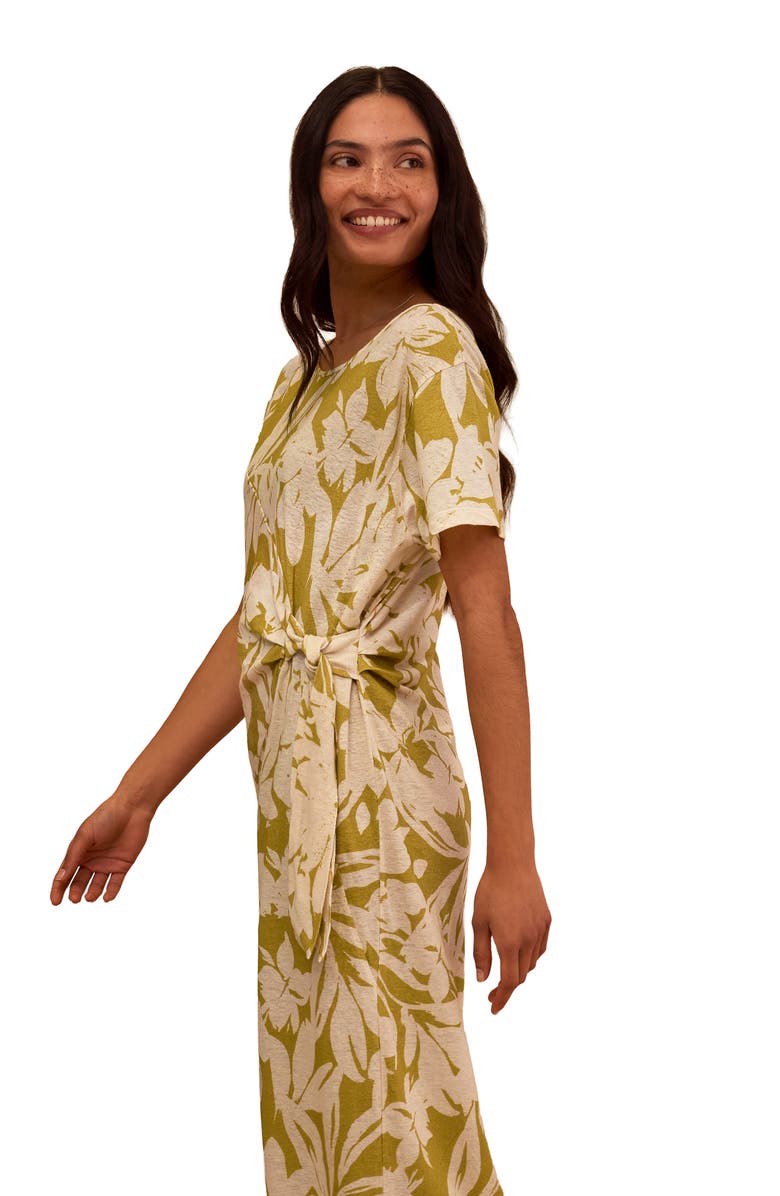Celtic & Co. Knot Detail Jersey Dress, Alternate, color, Moss Floral