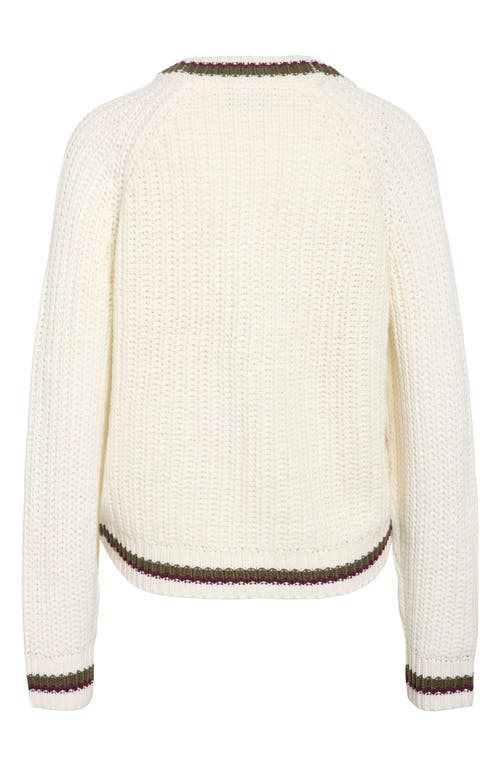 Noisy May Charlie Varsity V-neck Cardigan In White