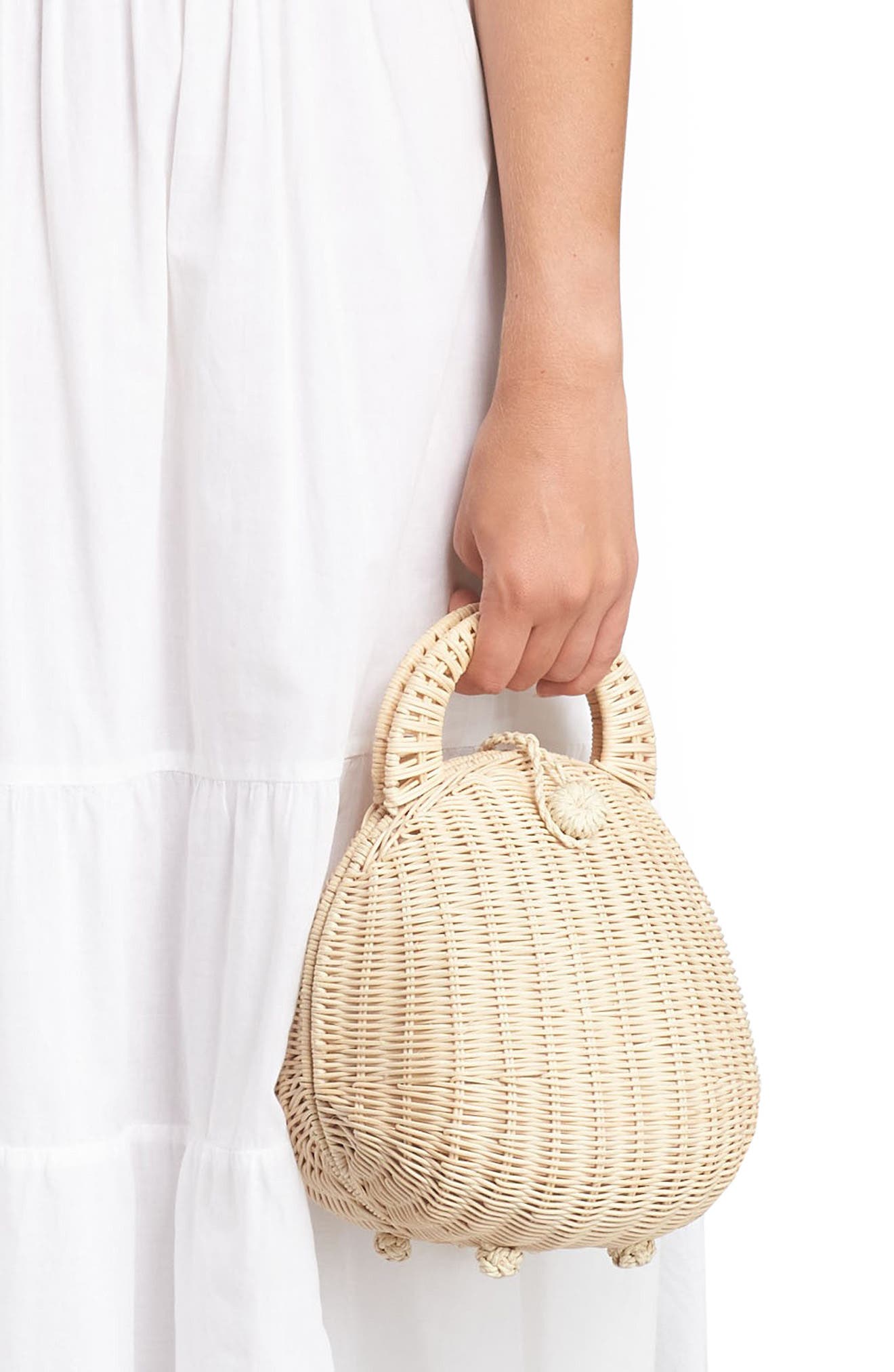 Cult Gaia Millie Rattan Top Handle Bag, Alternate, color, 