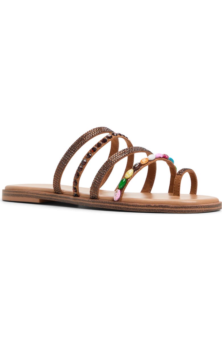 ALDO Lindya Toe Ring Slide Sandal, Main, color, Brown Multi