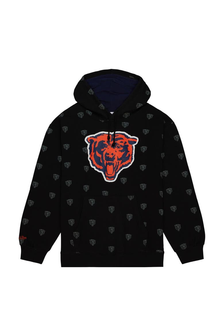 Men's Mitchell & Ness Black Chicago Bears Allover Print Fleece Pullover Hoodie, Alternate, color, Black