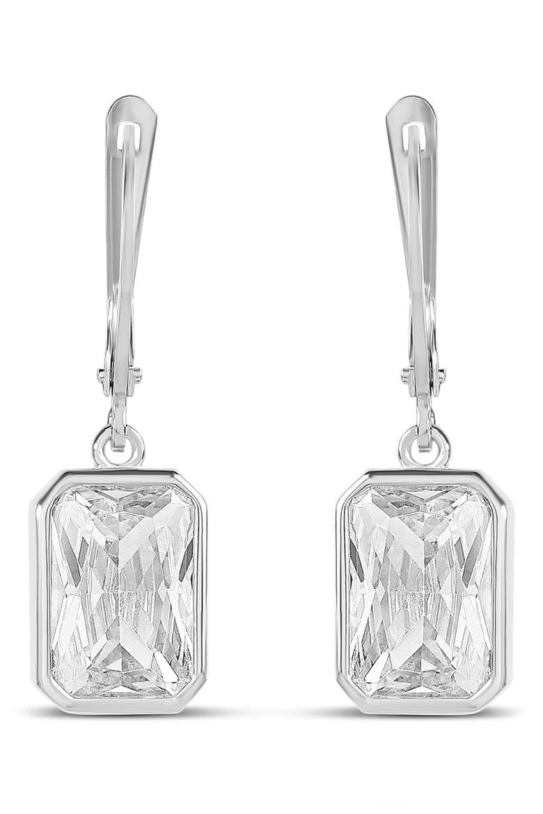 Victorian Style Emerald Cut Drop Earrings, Main, color, SILVER