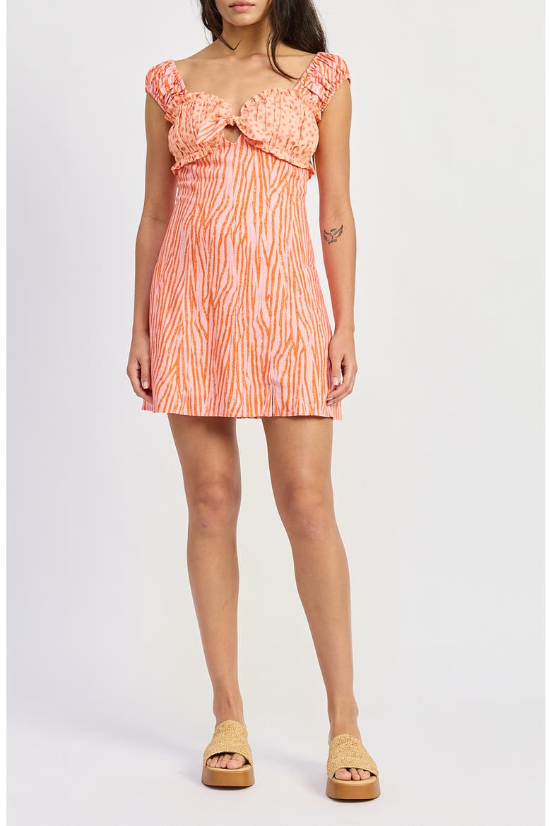 Vicky Mixed Media Minidress, Main, color, ORANGE LILAC MULTI