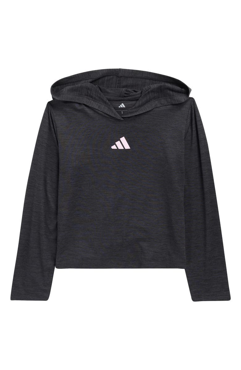 adidas Kids' Logo Long Sleeve Hooded Graphic T-Shirt, Main, color, Grey W/ Black