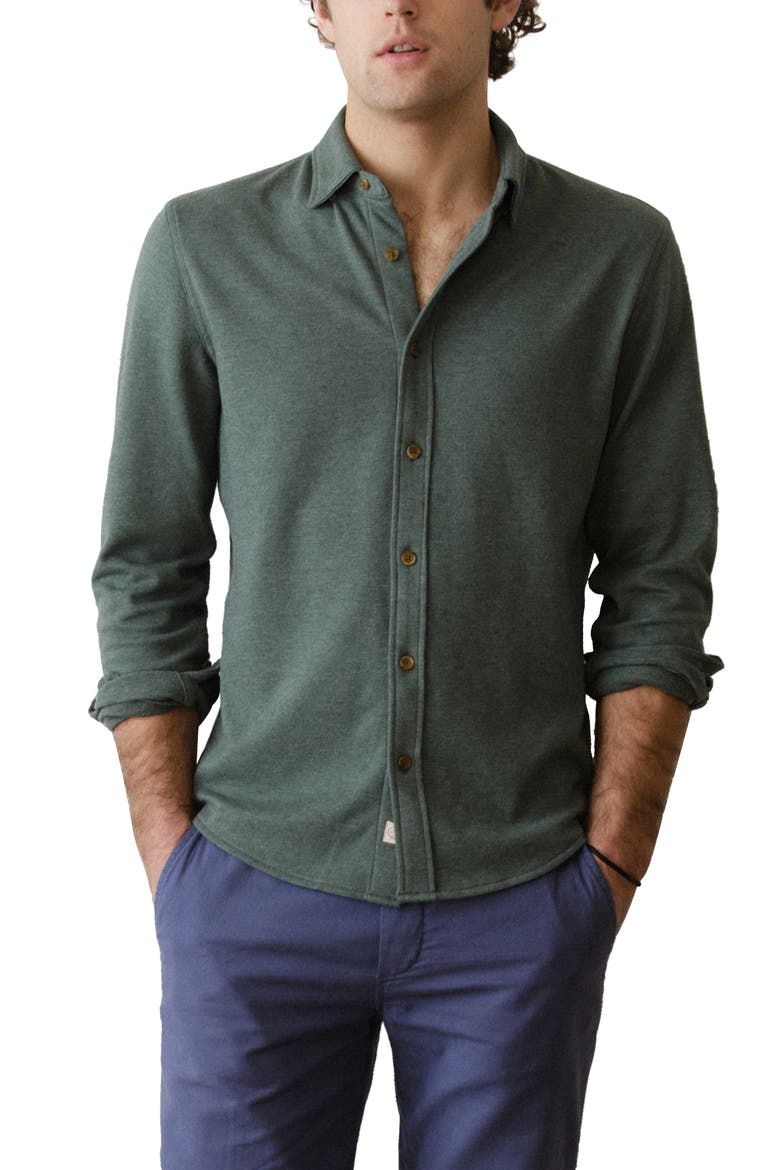 Pacifica Button-Up Shirt, Main, color, GREEN HEATHER