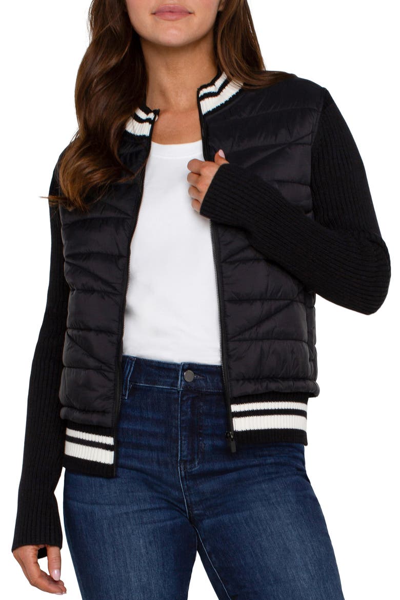 Quilted Front Jacket, Alternate, color, BLACK