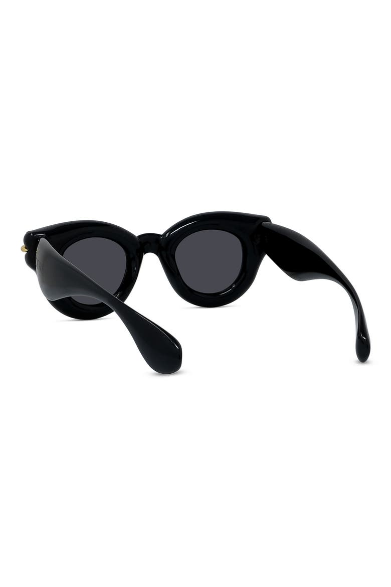Inflated Pantos 46mm Round Sunglasses, Alternate, color, SHINY BLACK / SMOKE