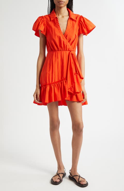 Lila Asymmetric Ruffle Taffeta Minidress