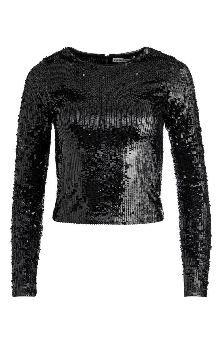 Alice + Olivia Delaina Sequin Top, Alternate, color,