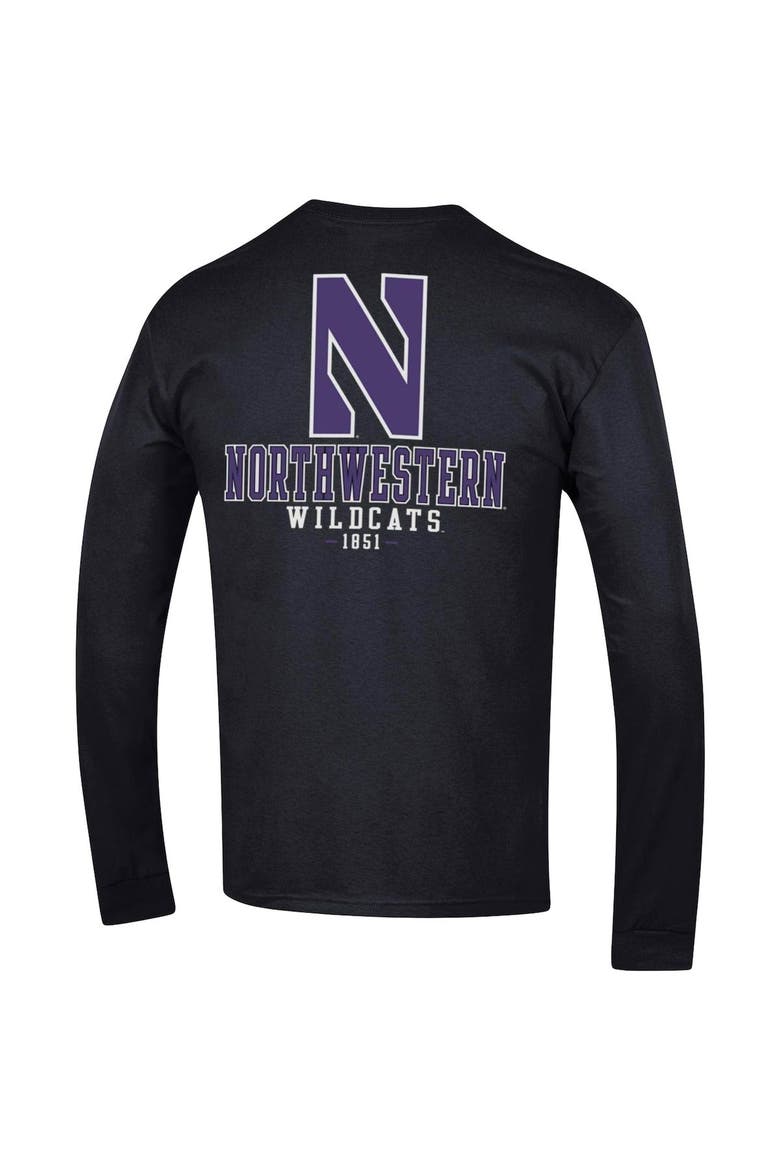 Men's Champion Black Northwestern Wildcats Team Stack Long Sleeve T-Shirt, Alternate, color, Black
