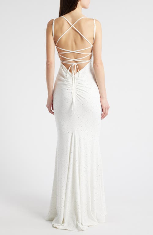 Jump Apparel Rhinestone Strappy Gown In White