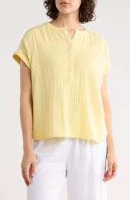Caslon® Cotton Gauze Henley Top