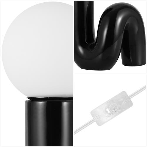 Jonathan Y Katya 18" Scandinavian Minimalist Ceramic Spiral Tube Led Table Lamp In Black