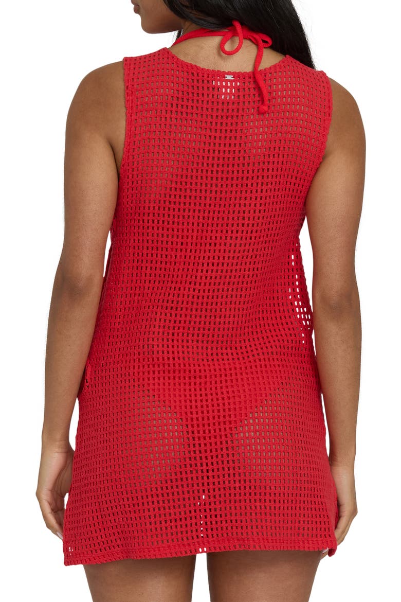 Rising Tides Open Stitch Cover-Up Dress, Alternate, color, FIESTA RED