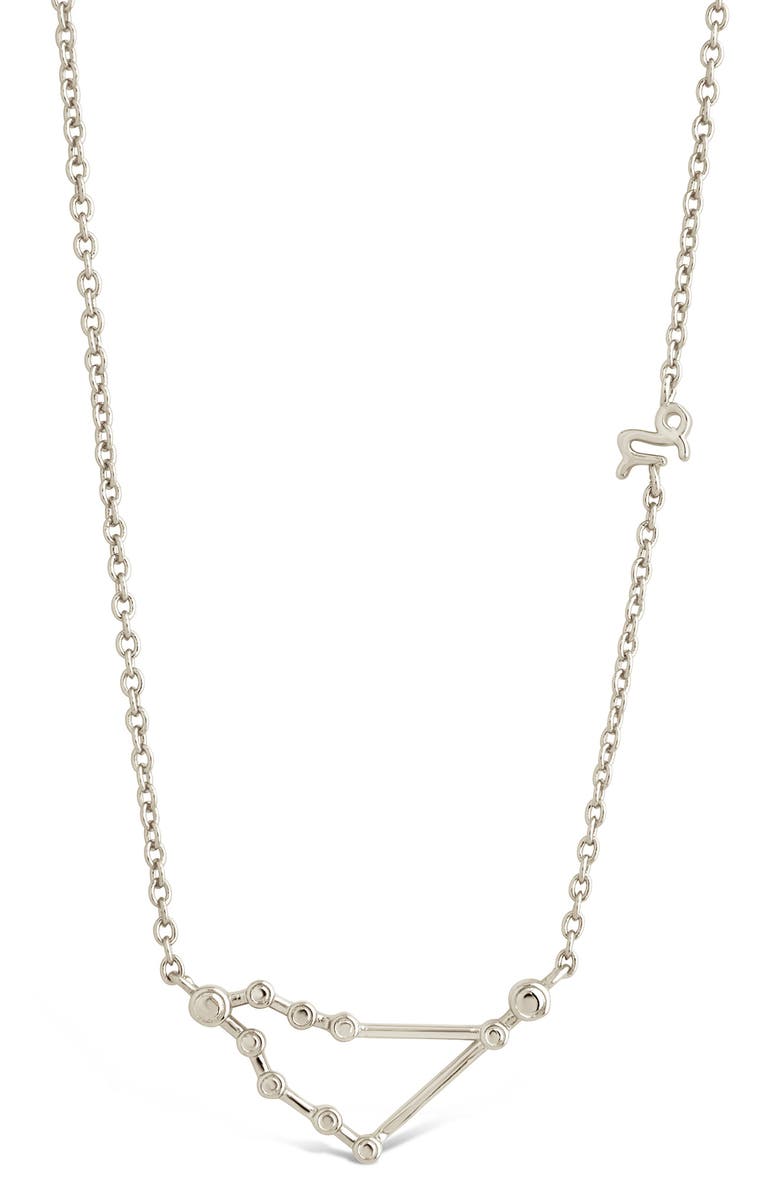 Sterling Forever 14K Gold Plated Station Constellation Pendant Necklace, Alternate, color, Silver - Capricorn