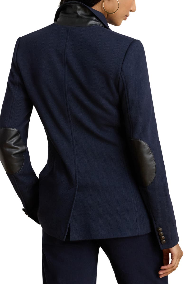 Lauren Ralph Lauren Herringbone Cotton Blend Jacquard Blazer, Alternate, color, Lauren Navy