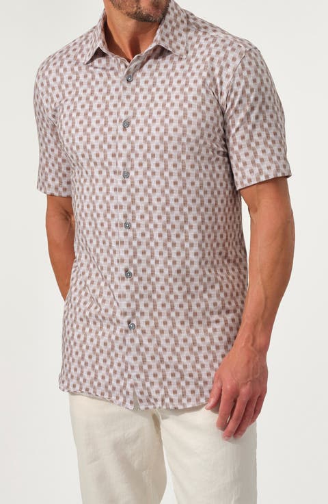 Dynamic Comfort Short Stretch Cotton Sleeve Button-Up Shirt